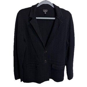 Talbots Merino Wool Sweater Blazer Size 1X Blue Two-Button